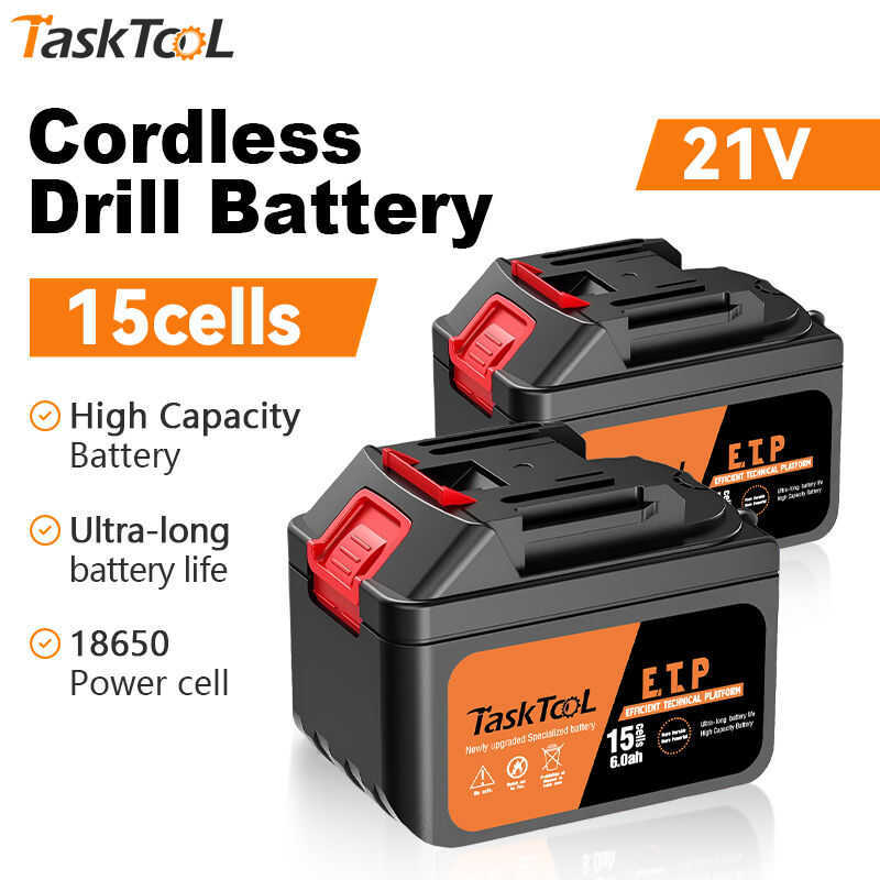 TASKTOOL Battery High Capacity Lithium-Ion /15 Large Lithium Batteries ...