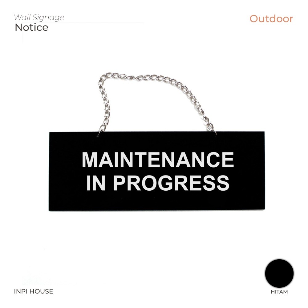 HITAM Maintenance in Progress Sign Board - Black Acrylic Chain 8x22 cm ...