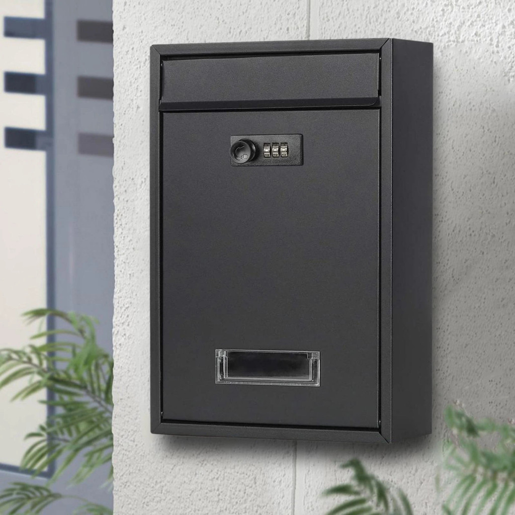 Waterproof Vintage Stainless Steel Lockable Secure Mail Letter Post Box ...