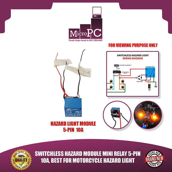 MICRO PC SWITCHLESS HAZARD MODULE MINI RELAY 5-Pin 10A, BEST FOR ...