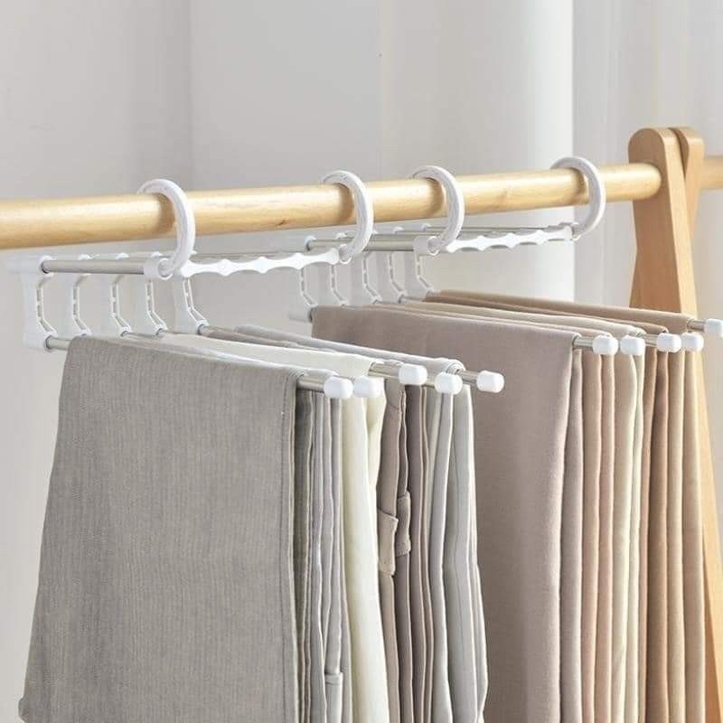 5 Layer Stainless Steel Pull-out Pants Hanger Organizer Jeans Trousers ...