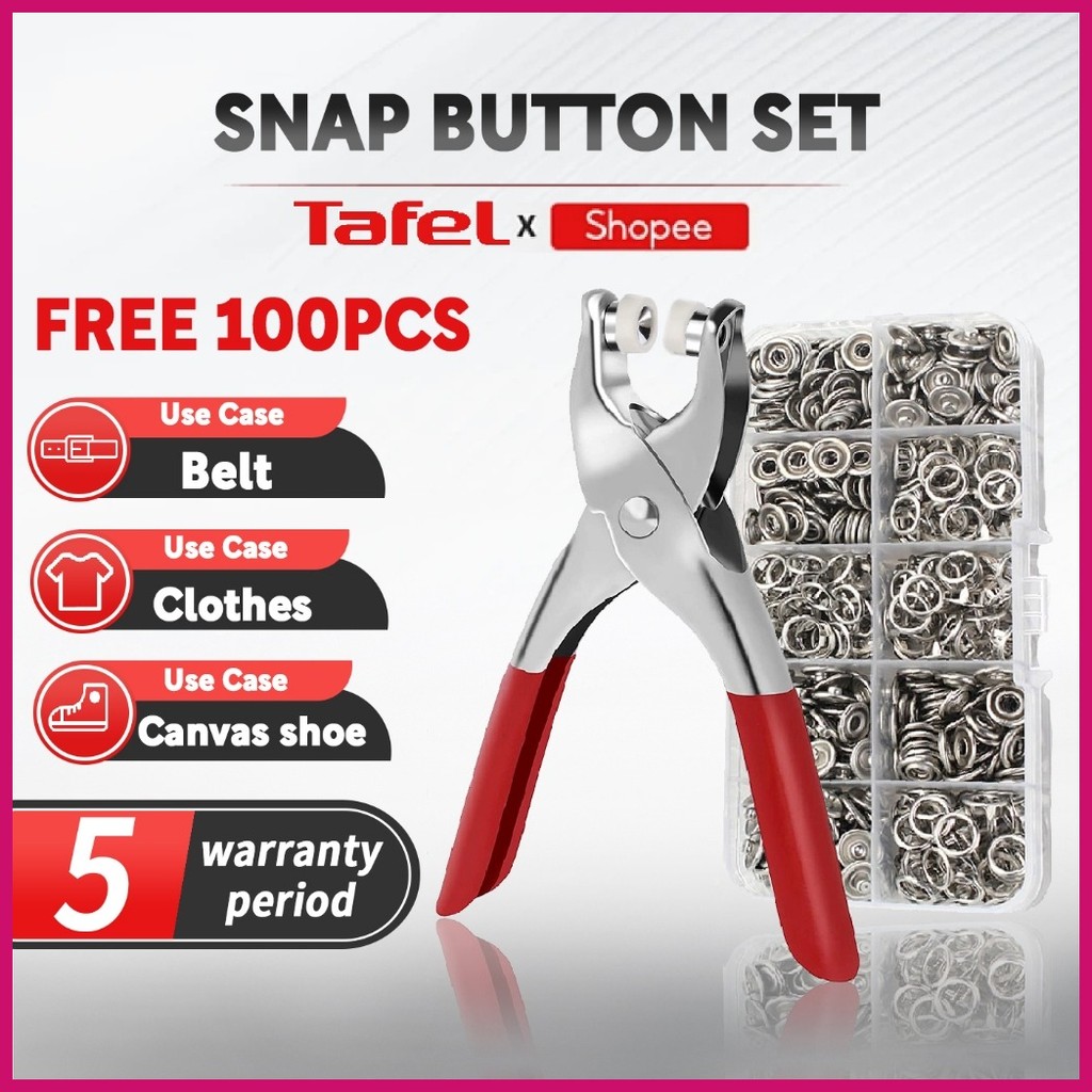 100 Set Snap Button Pliersn tools Set with storage box Metal Snap ...