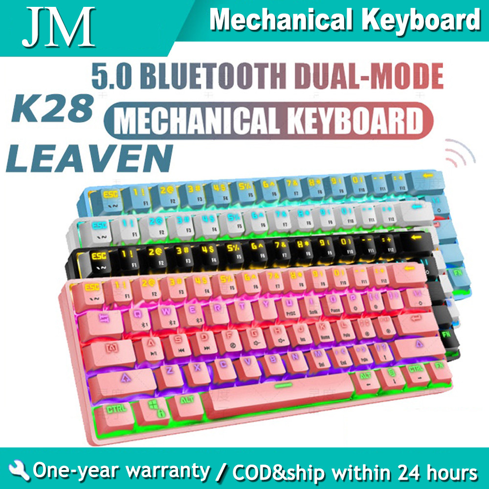 【COD】 LEAVEN K28 61key Rechargeable RGB Light Effect Bluetooth Dual ...