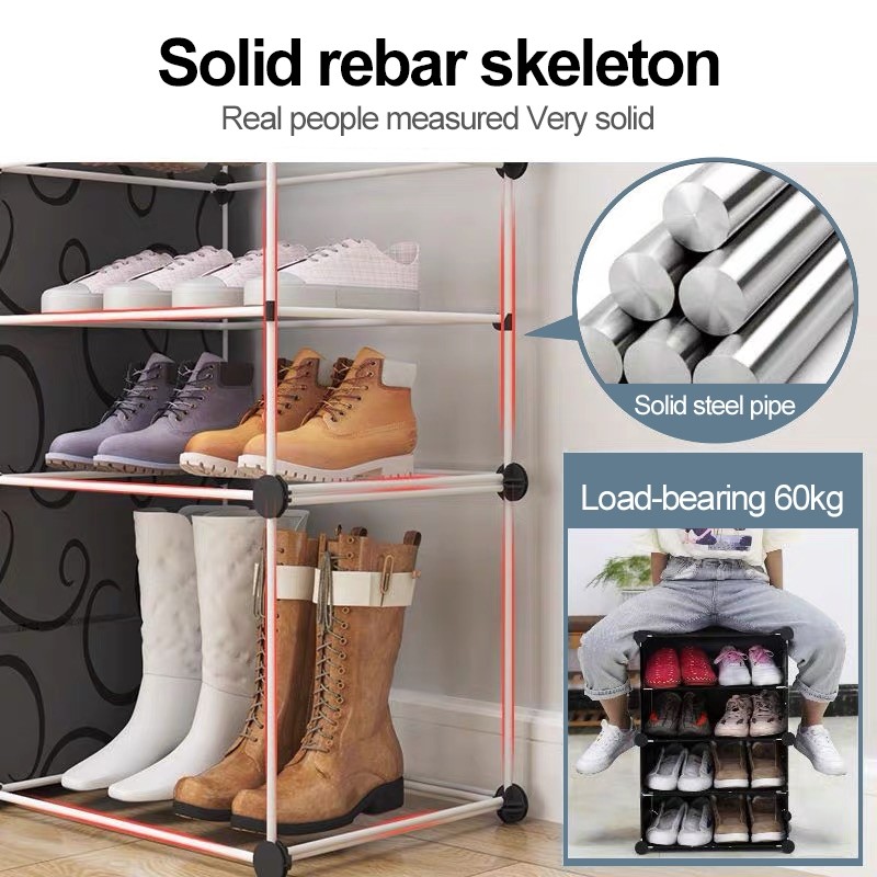 6 Layer Shoe rack Dust-Proof Screwless Stackable shoes storage Cabinet ...