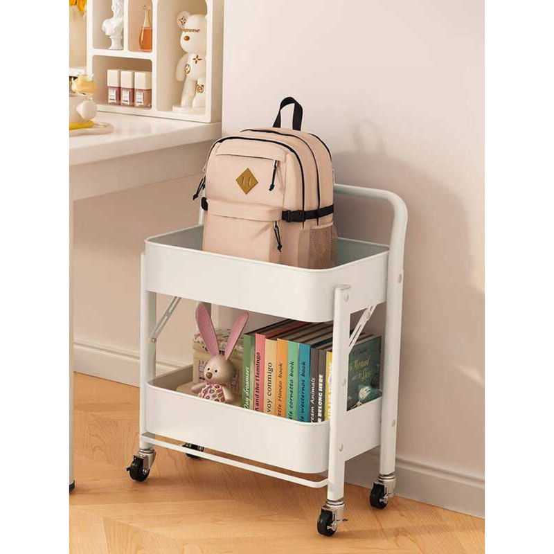 Foldable Bookshelf Floor Storage Home Use Book Bag Rack Snack Trolley ...