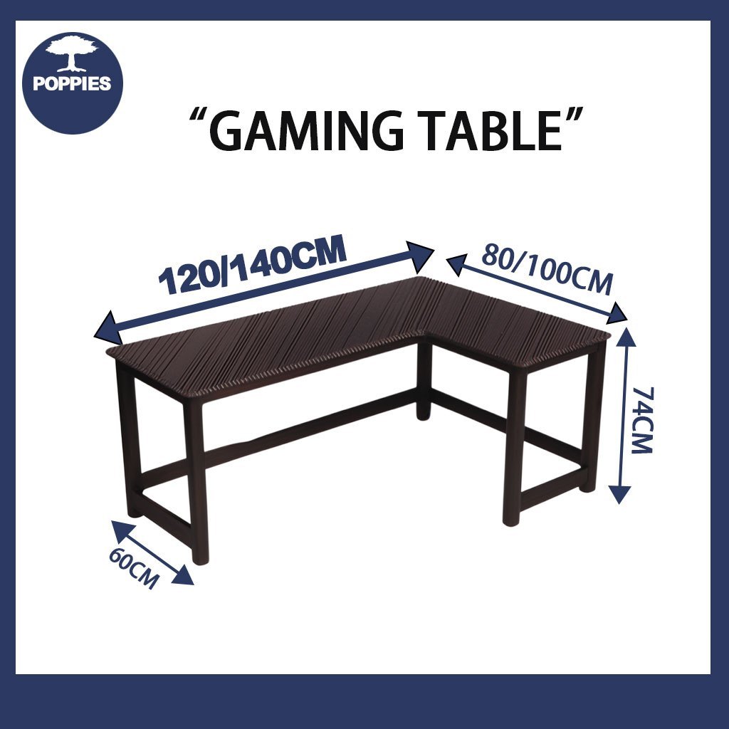 POPPIES L Shape Gaming Table Corner Computer Desk For Home Or Office ...