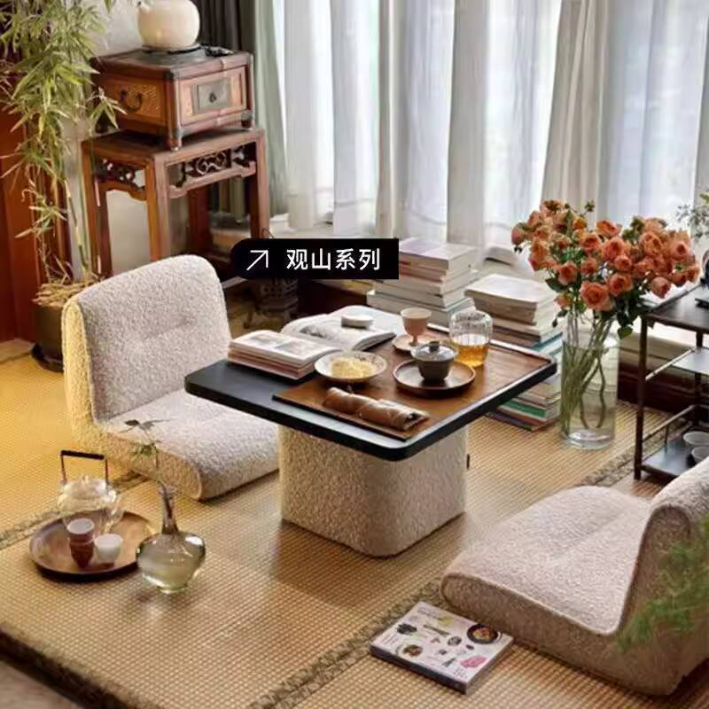 Bay Window Table and Chair Set Balcony Coffee Table Platform Solid Wood ...
