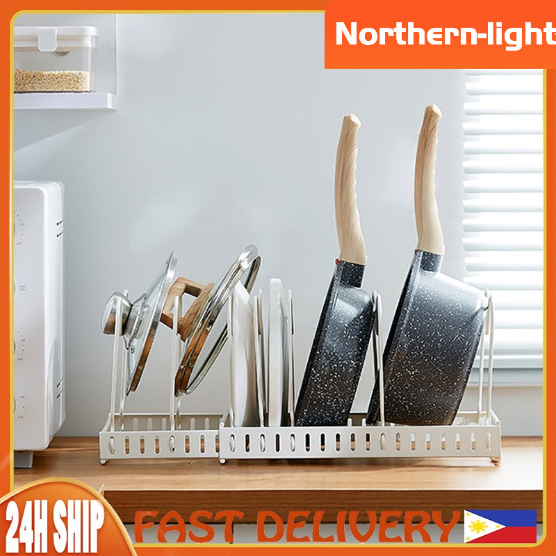 4-7 Tier Kitchen Pan Organizer Expandable Kitchen Cabinet Organizer ...