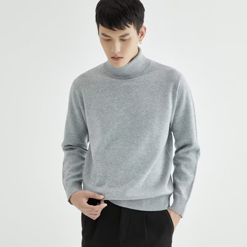 Men's High Neck Clean Sweater Men's Winter Thick Knitwear Men's Casual ...
