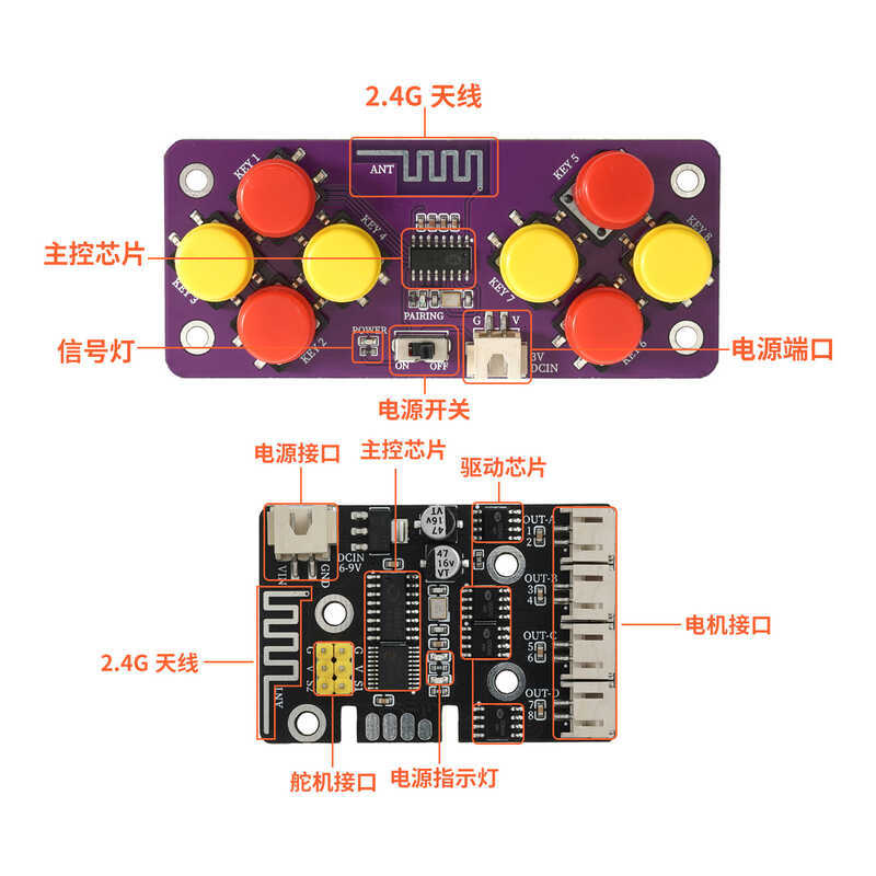 2.4G Servo 8 Channel DIY Toy Car Remote Control Module Circuit Board ...