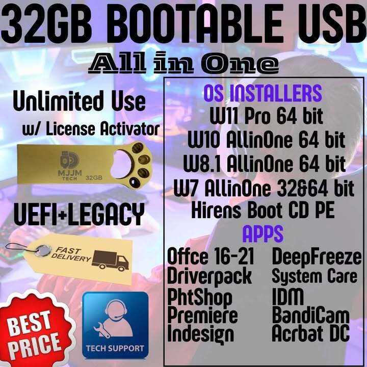 32Gb Multi Bootable USB Flashdrive + Premium Apps Lifetime Activated ...