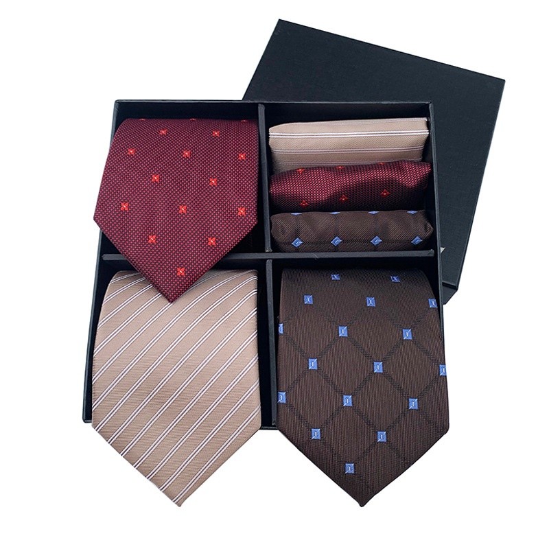 EFAN 3 Sets High-End Men's Ties Hanky With Gift Box Luxury Paisley Silk ...