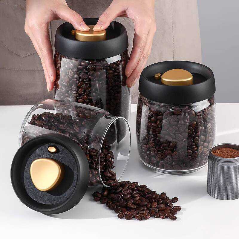 Bean Vacuum Sealed Coffee Powder Glass Tea Jar Grain Storage Container ...
