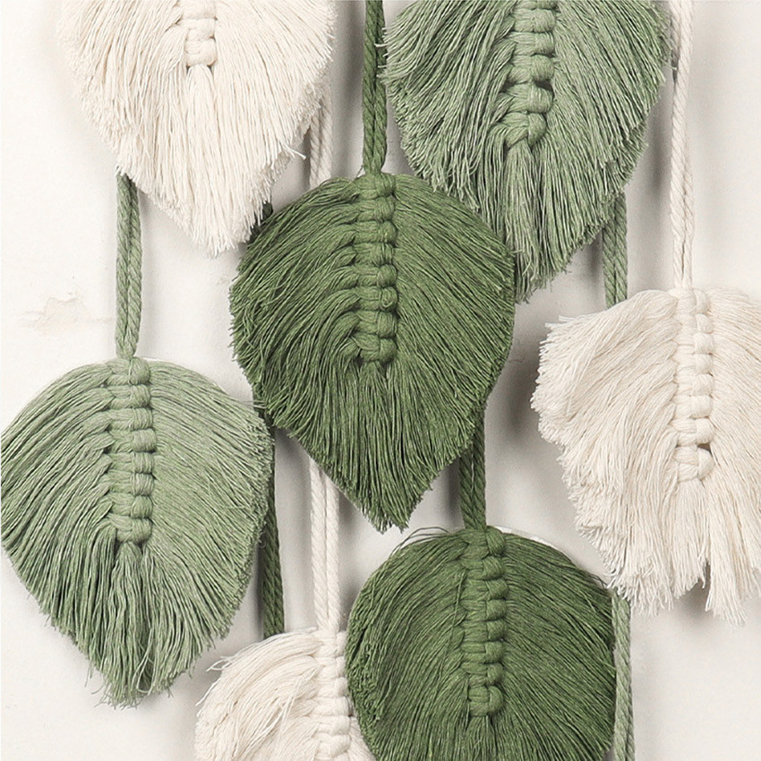 GEEBON Boho Wall Decor Macrame HandmadeYarn Woven Wall Art Leaf ...