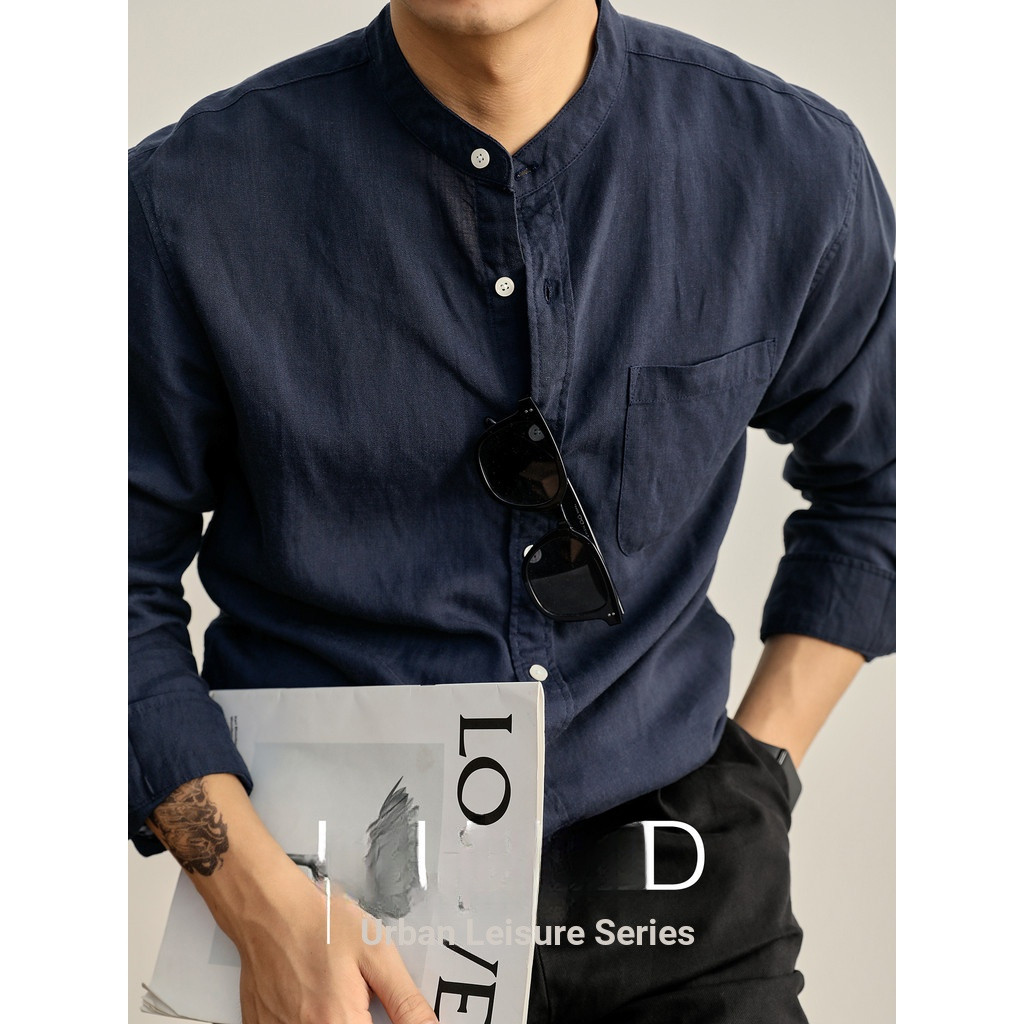 LUUD Light Luxury Calm Old Money Pocket Shirt Tencel Linen Casual Long ...