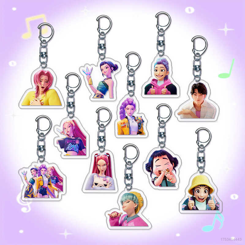 AM K-Pop Demon Hunters Keychain JINU Acrylic Pendant ZOEY Cartoon Bags ...