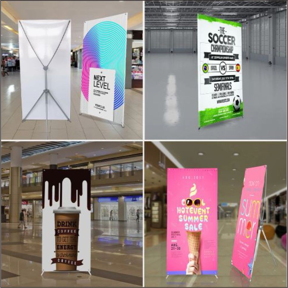 Adjustable X Banner Stand Tarp Standee Tarpaulin Stand Decor Display ...