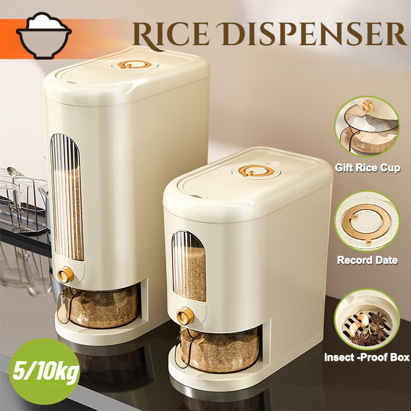 Automatic Rice Dispenser Storage Kitchen Rice Storage Container Push ...