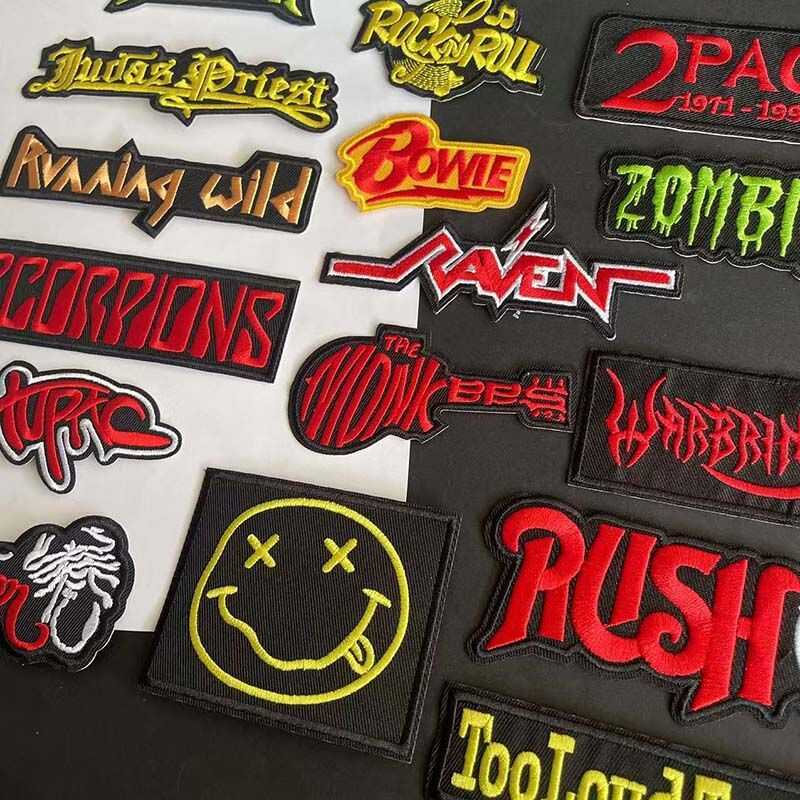 Eae Eef 10Pcs/Set,Punk Rock Band Clothes Badges Letters Stickers Fabric ...