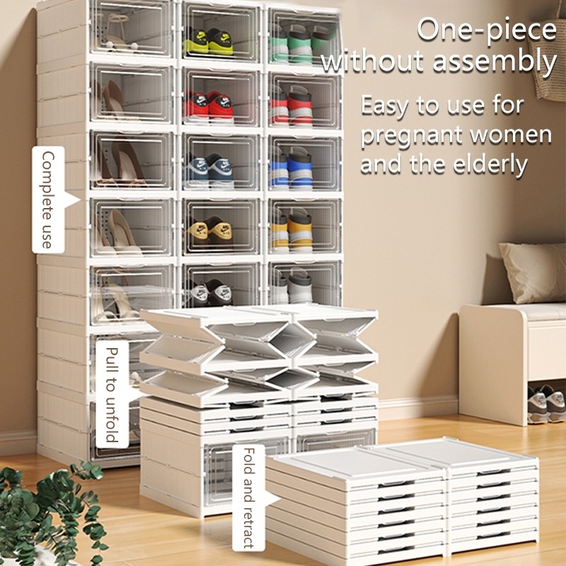 3/6/8/9/11Layers Foldable Shoe Rack Cabinet clear shoe box Can overlap ...