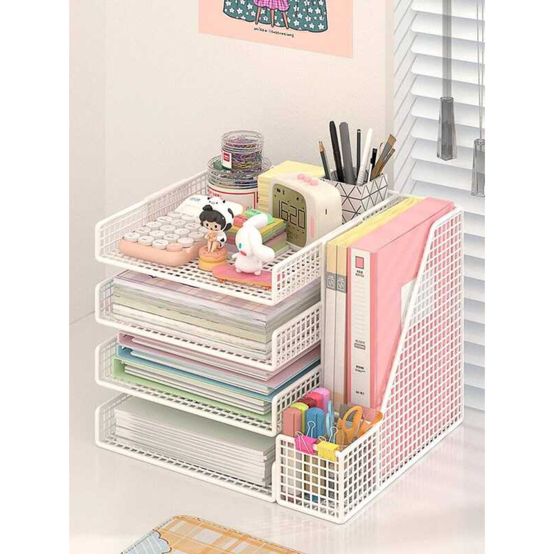 Desktop Organizer Metal A4 Storage Box Multi-layer Archive Rack ...