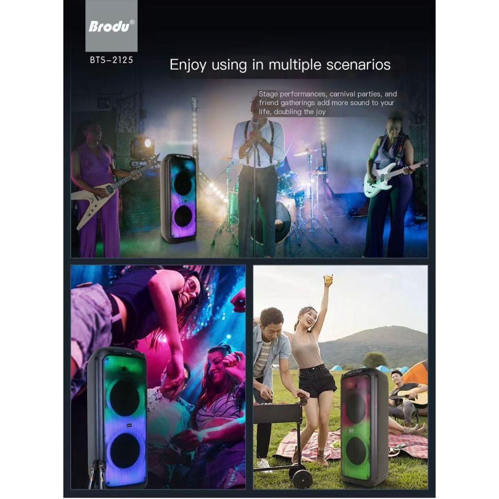 Brodu BTS-2125 150W Boombox Lyric display Super Bass Stereo Bluetooth ...
