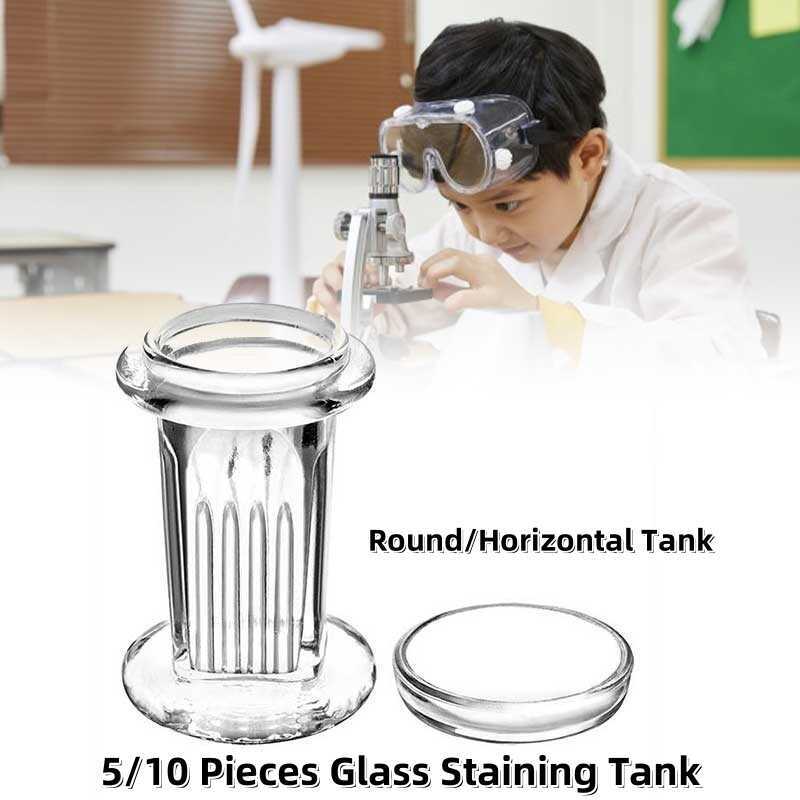 5/10 Piece Set Glass Slide Staining Rack Round/Horizontal Cylinder 9F3 ...