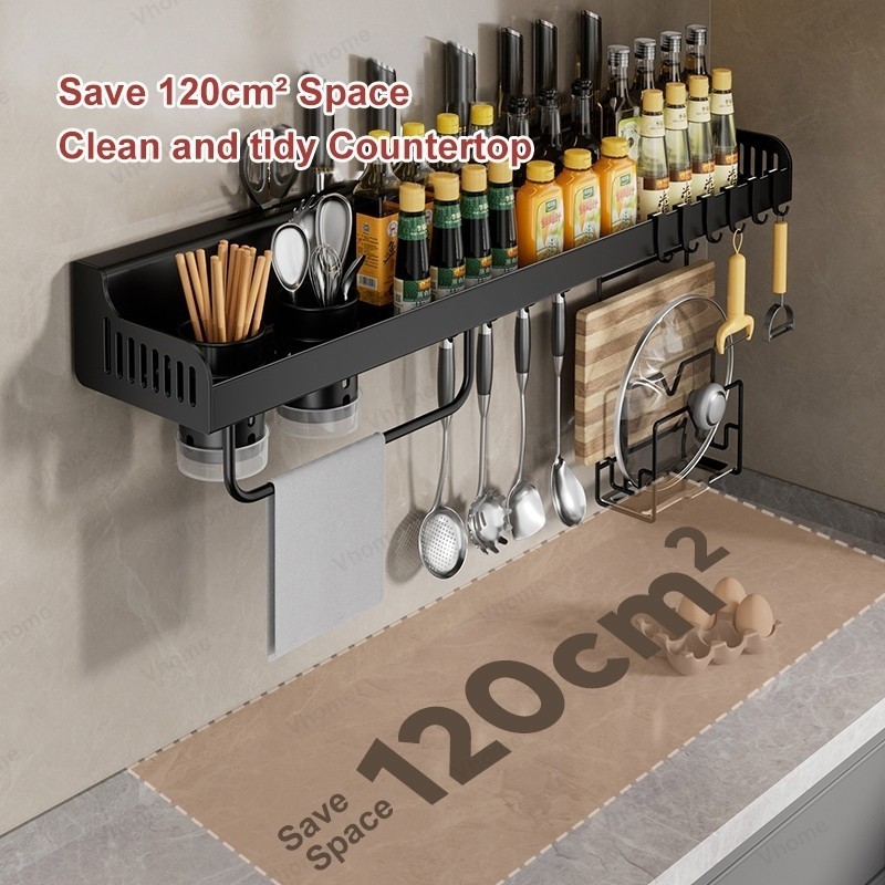 Kitchen Spice Rack Hanging Condiments Organizer Shelf Wall Mounted ...