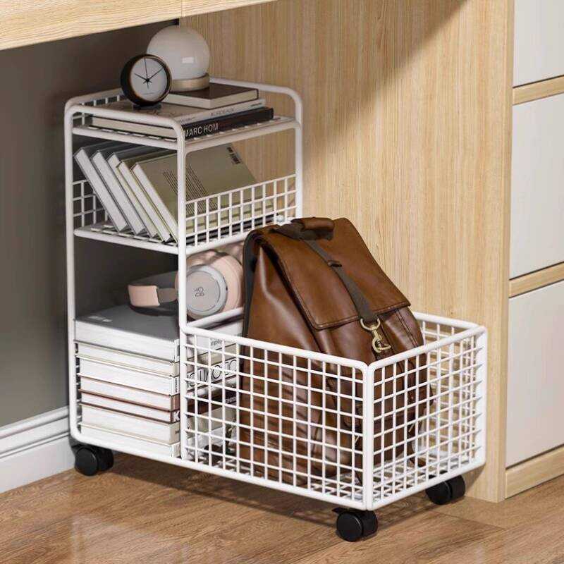 Bookshelf Under Desk Organizer Book Box with Wheels Rack Storage ...