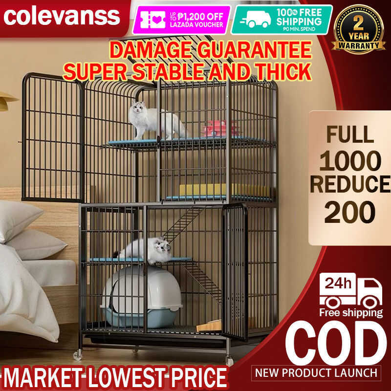 Black Cat Cage Stackable Apartment 2/3/4 Layers With Wheels Pet Dog ...