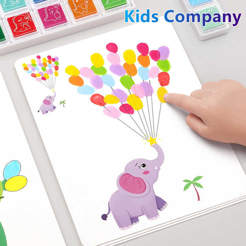 24 Color Finger Paint F Finger Painting Set With Book Washable Color ...
