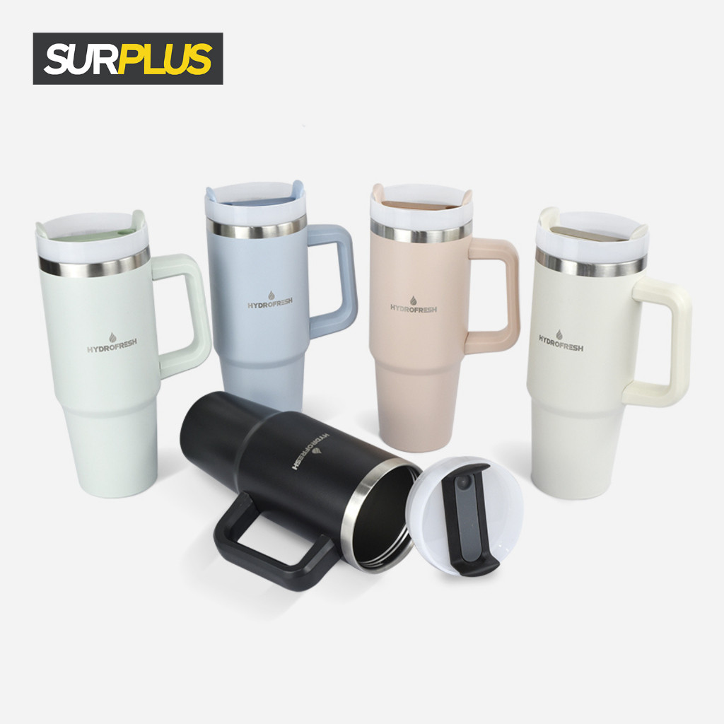 Surplus Hydrofresh Plain Stainless flask with straw and handle 900ml ...