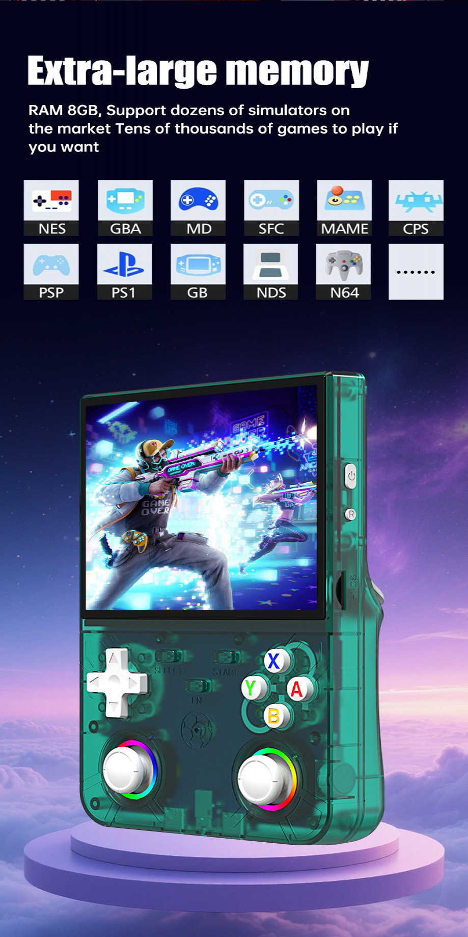 R36 UltraX Portable Retro Handheld Game Console, 4.5 Inch HD Screen ...