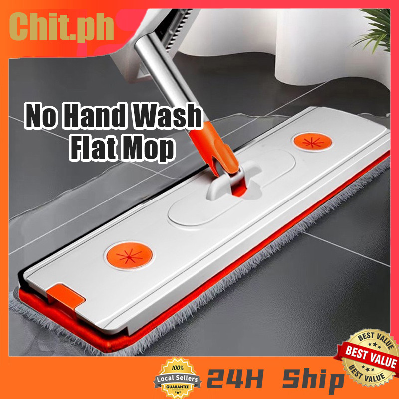 CHIT 360° Rotating Flat Mop Hand Free Washing Microfiber Squeeze ...