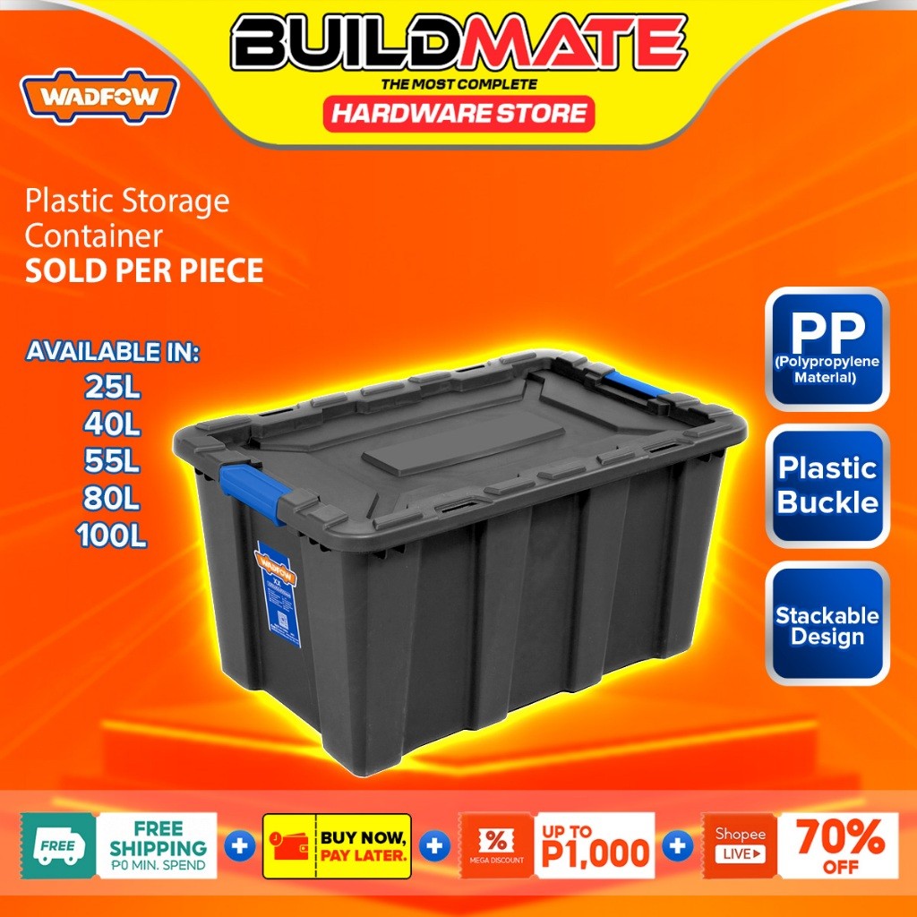 BUILDMATE Wadfow Black Organizer Storage Container Box 40L - 100L ...