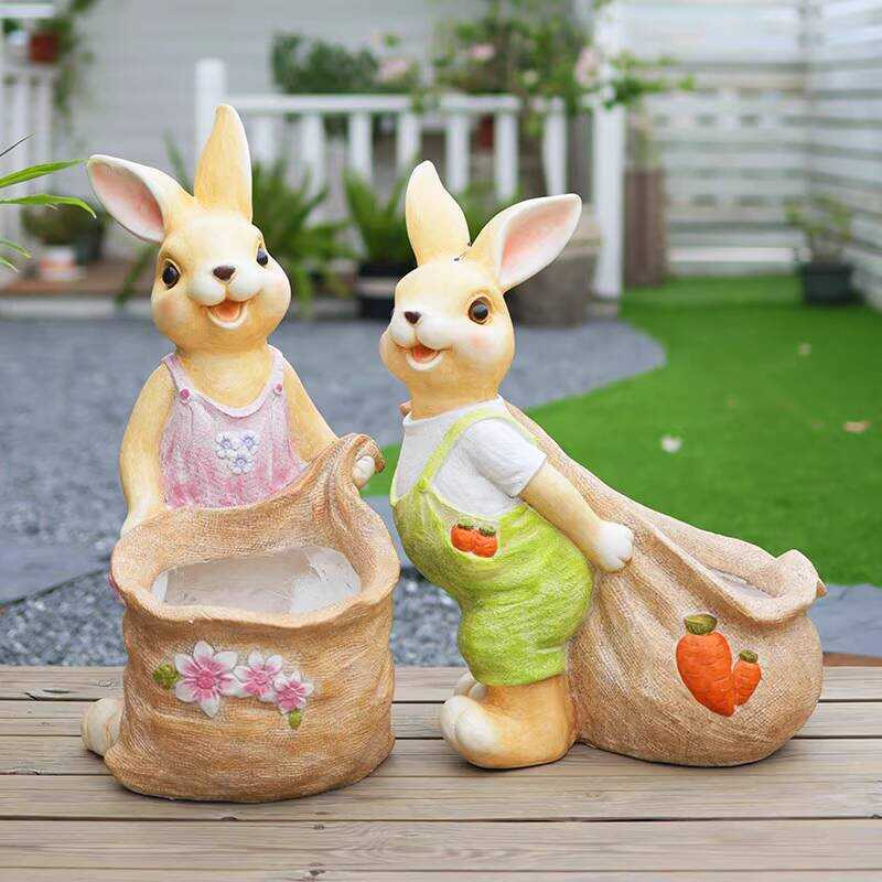 Flower Pot Cartoon Rabbit Ornament Garden V Kindergarten Forest ...