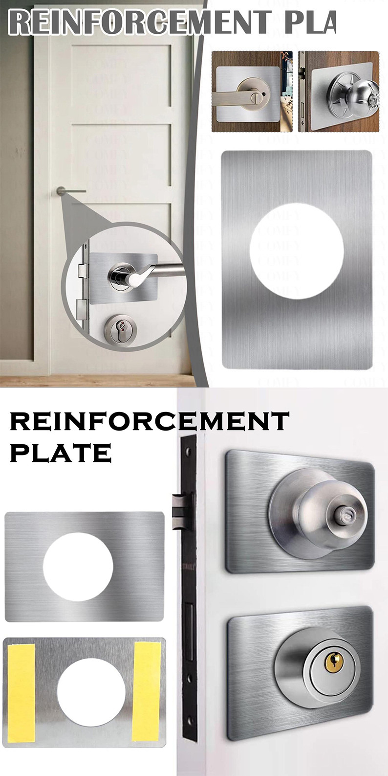 2pcs Universal Stainless Steel Plate Repair Doors Deadbolt Ball Lock ...