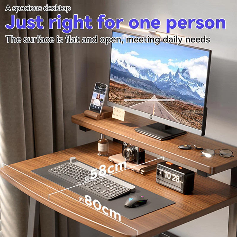 Double layered desktop computer desk Bedroom small desk Movable office ...