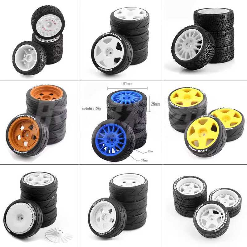 1/10 Flat Running Rally Tire Wheel Hub Ford Mustang Tamiya Kyosho ...