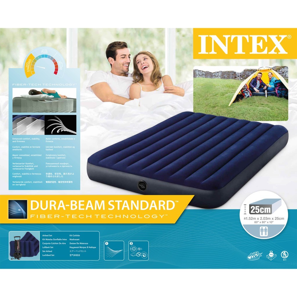Intex® 64765 Queen Dura-Beam Classic Downy Airbed w/ Handpump Ages 14 ...