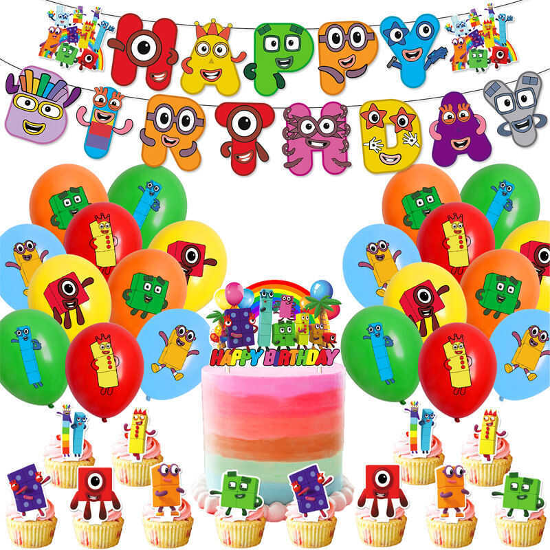 New Numberblocks Digital Building Block Theme Birthday Party Decoration ...