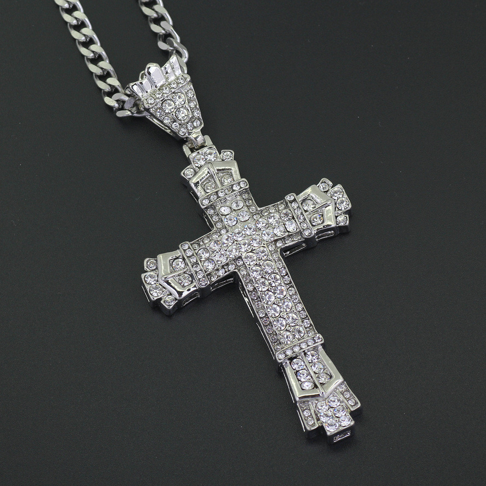 Vintage Fashion Punk Hip Hop Large Cross Pendant Necklace Men Retro ...