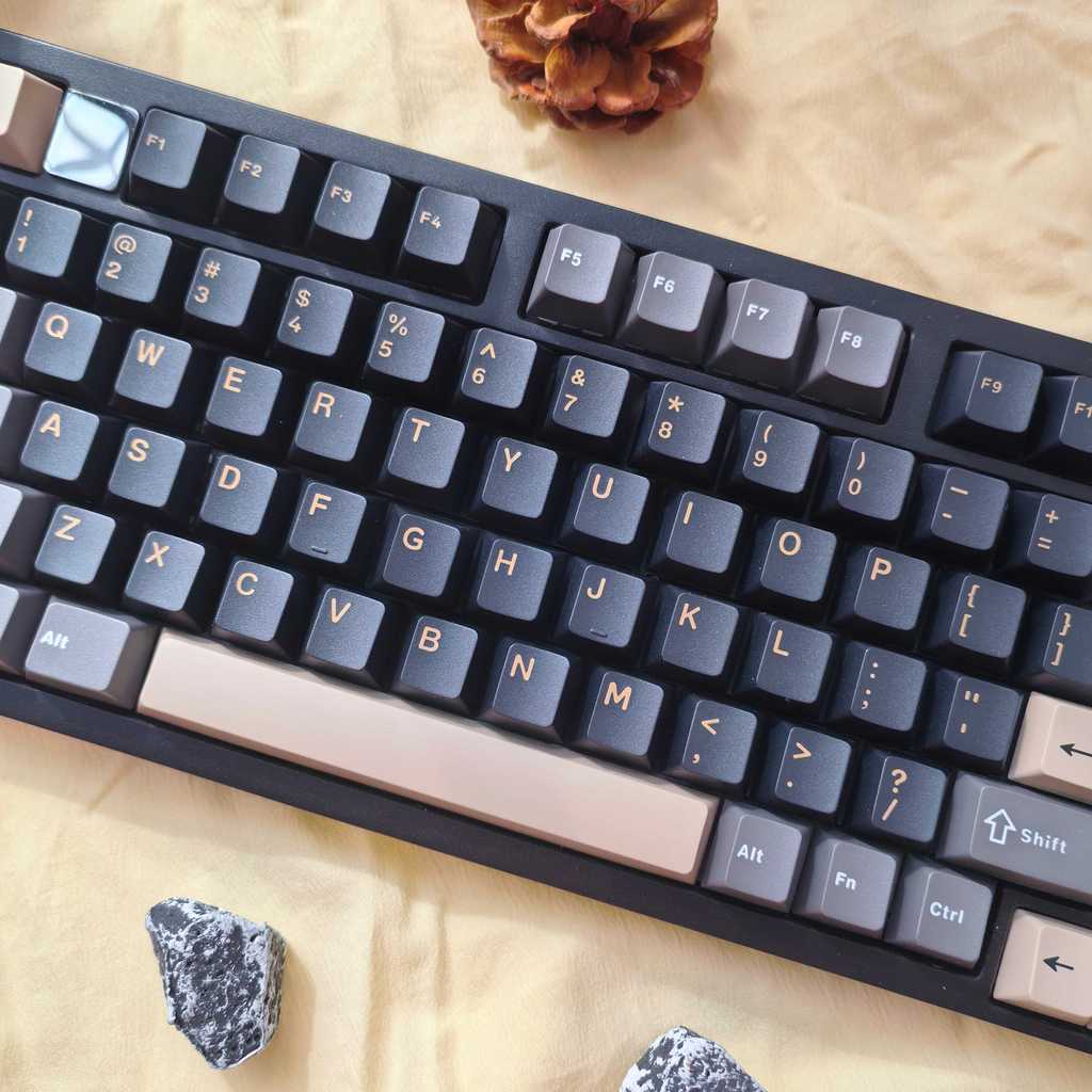 Obsidian Black Double Shot PBT Keycaps 128 Keys Cherry Profile Custom ...