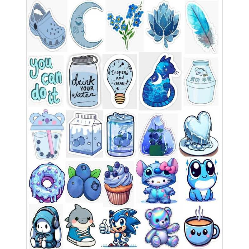 Blue Series 50 Pcs Assorted Stickers DIY Craft Stationery Journal ...