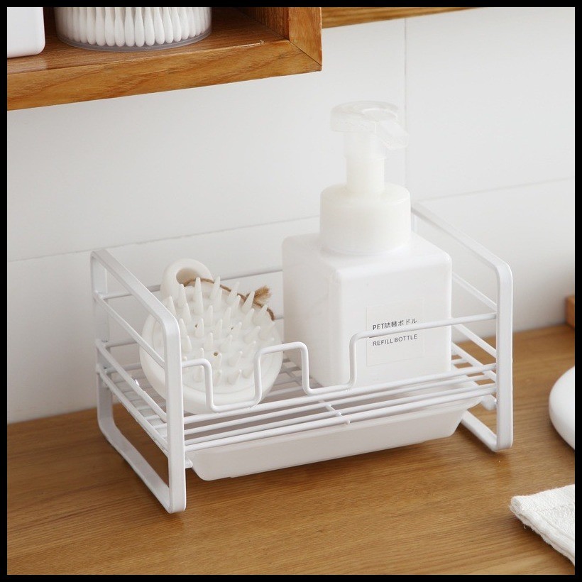 Kitchen sponge drain rack dishcloth storage rack countertop with steel ...