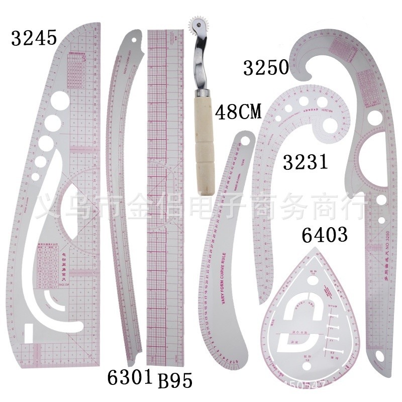 7/11pcs tailor measuring set sewing drawing ruler sleeve arm French ...