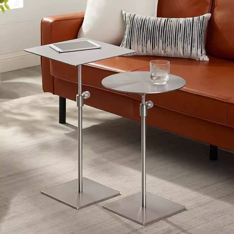 Stainless Steel Adjustable Side Table Small Round Table High Leg Coffee ...