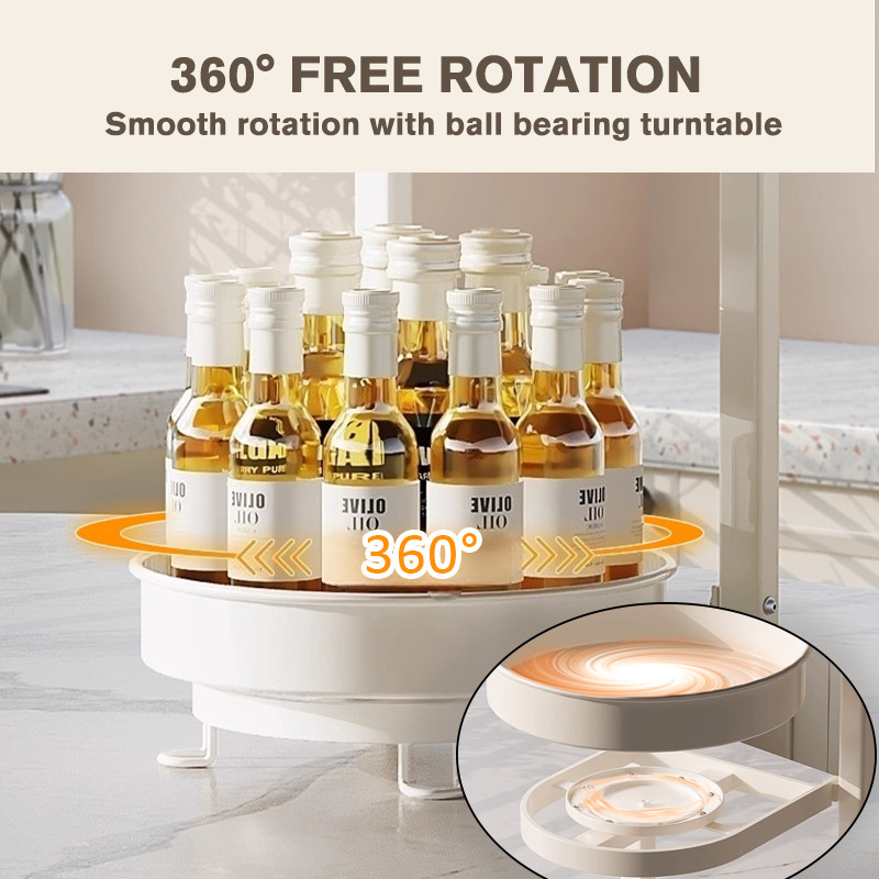 HSY 360° Rotating Spice Rack Kitchen Cabinet Organizer Turntable Multi ...