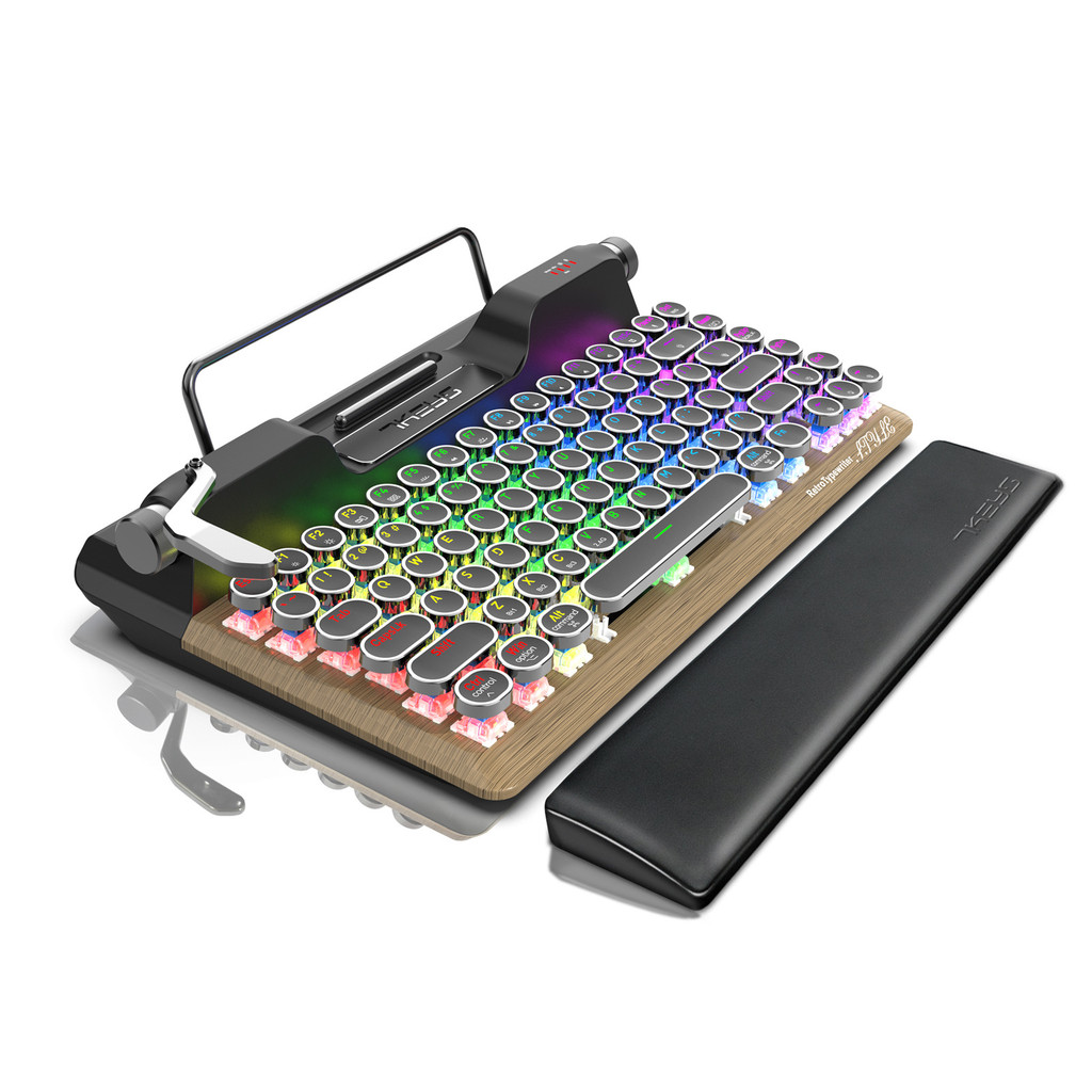 Retro Typewriter Keyboard Bluetooth Three-mode Connection Steampunk ...