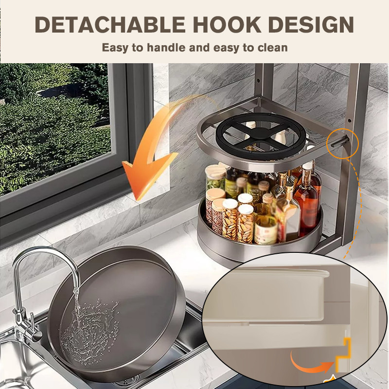 HSY 360° Rotating Spice Rack Kitchen Cabinet Organizer Turntable Multi ...